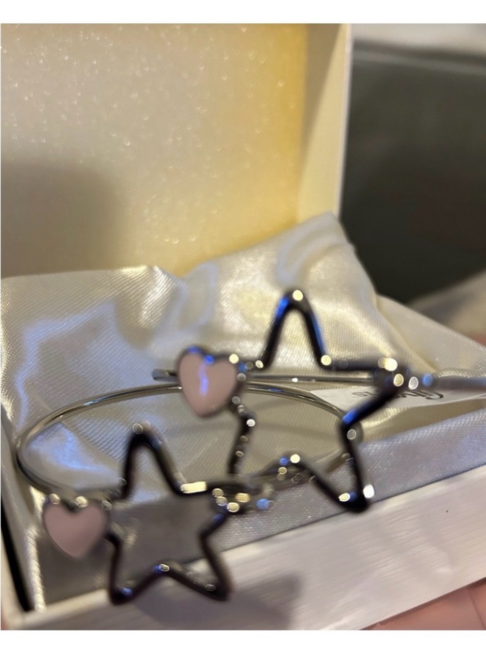 Enesco Silver Star Bracelet with Pink Heart Accents mommy /baby